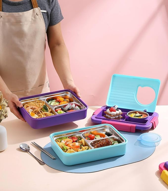 3 Compartment with 1 bowl Lunch Boxes