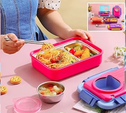 Double Compartment with 1 bowl Lunch Boxes